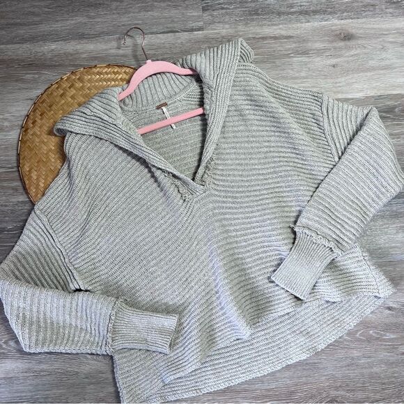 Free people ribbed knit collared marlie sweater women’s size S - Picture 2 of 8